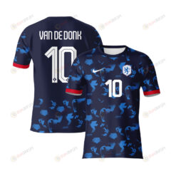 Dani?lle Van De Donk 10 Netherlands 2023 Youth Away Jersey - Blue - All Over Printed Jersey