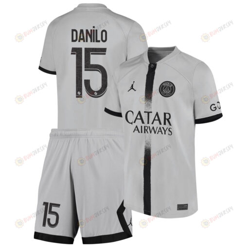 Danilo 15 Paris Saint-Germain Away Kit 2022-23 Youth Jersey - Black