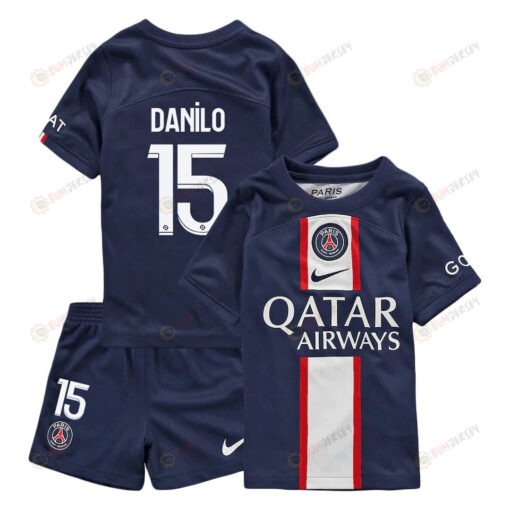 Danilo 15 Paris Saint-Germain Home Kit 2022-23 Youth Jersey - Blue