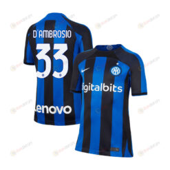 Danilo D'Ambrosio 33 Inter Milan 2022/23 Home Jersey - Youth