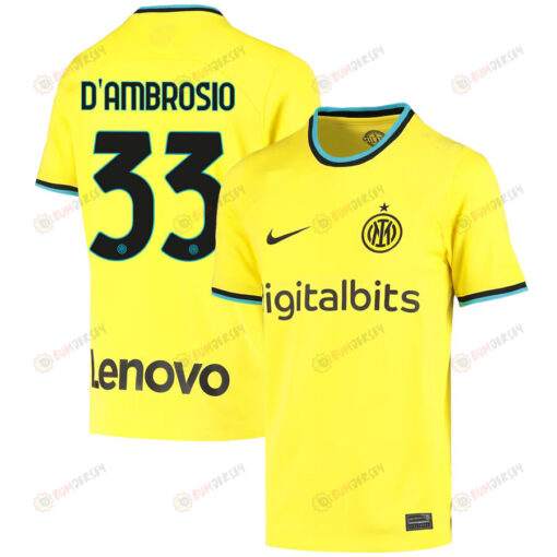 Danilo D'Ambrosio 33 Inter Milan 2022/23 Third Jersey - Youth