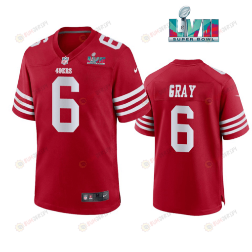 Danny Gray 6 San Francisco 49Ers Super Bowl LVII Men's Jersey- Scarlet