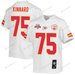 Darian Kinnard 75 Kansas City Chiefs Super Bowl LVII Champions 3 Stars Youth Jersey - White