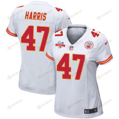 Darius Harris 47 Kansas City Chiefs Super Bowl LVII Champions 3 Stars WoMen's Jersey - White