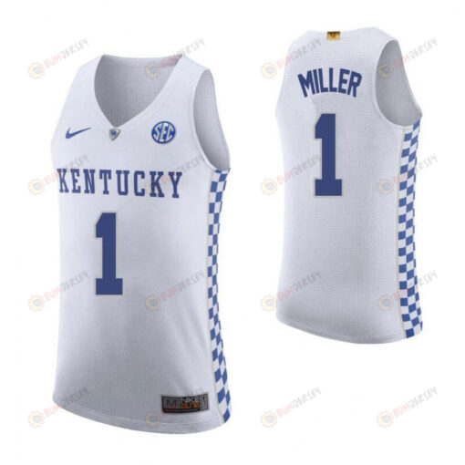 Darius Miller 1 Kentucky Wildcats Elite Basketball Road Men Jersey - White