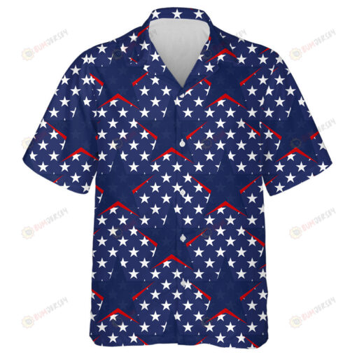 Dark Blue And White Stars In The American Flag Theme Hawaiian Shirt