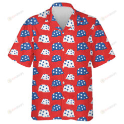 Dark Blue And White Stars Pattern Helmet On Red Background Hawaiian Shirt