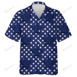 Dark Blue Stars On The American Flag Theme Hawaiian Shirt