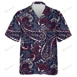 Dark Colors Paisley Floral Pattern On Navy Background Hawaiian Shirt