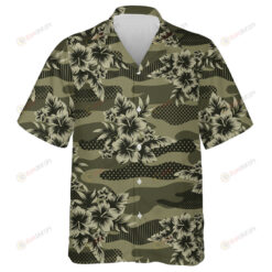 Dark Green Tropical Jungle Flower Camouflage Pattern  Hawaiian Shirt