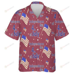Dark-Red Background With Flag Illustration And 4th Of July Lettering Hawaiian Shirt