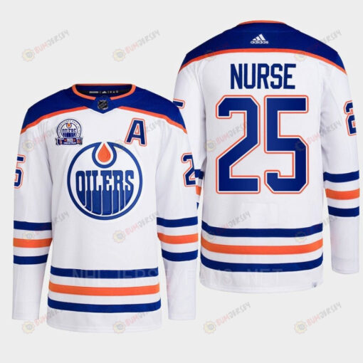 Darnell Nurse 25 Edmonton Oilers White Jersey 2022 Lee Ryan Hall Of Fame Patch Away