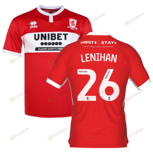 Darragh Lenihan 26 Middlesbrough 2022-23 Home Jersey - Red/White