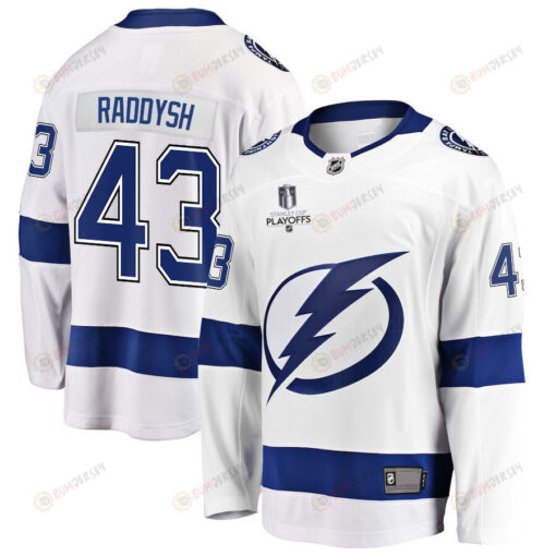 Darren Raddysh 43 Tampa Bay Lightning Stanley Cup 2023 Playoffs Patch Away Breakaway Men Jersey - White