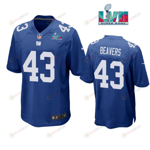 Darrian Beavers 43 New York Giants Super Bowl LVII Super Bowl LVII Royal Men's Jersey