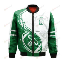 Dartmouth Big Green Bomber Jacket 3D Printed Flame Ball Pattern