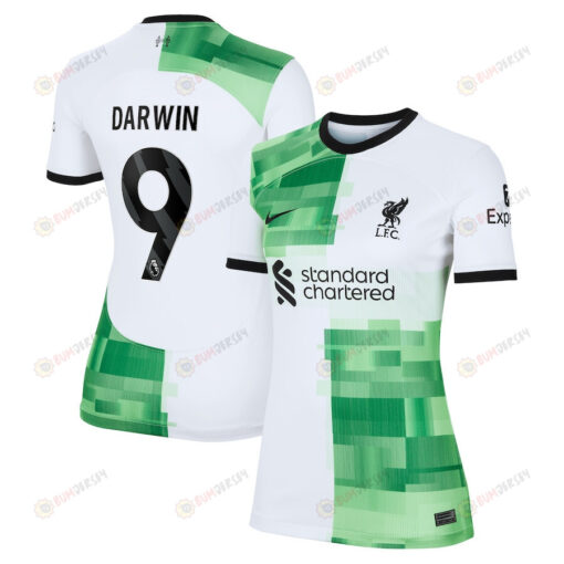 Darwin N??ez 9 Liverpool 2023/24 Away Women Jersey - White