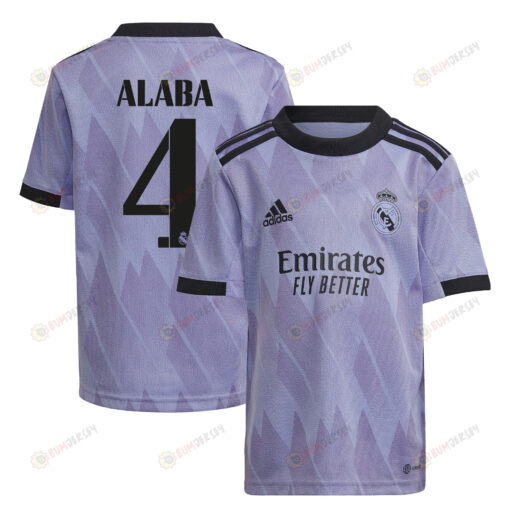 David Alaba 4 Real Madrid 2022/23 Away Youth Jersey - Purple