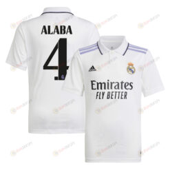 David Alaba 4 Real Madrid 2022/23 Home Youth Jersey - White