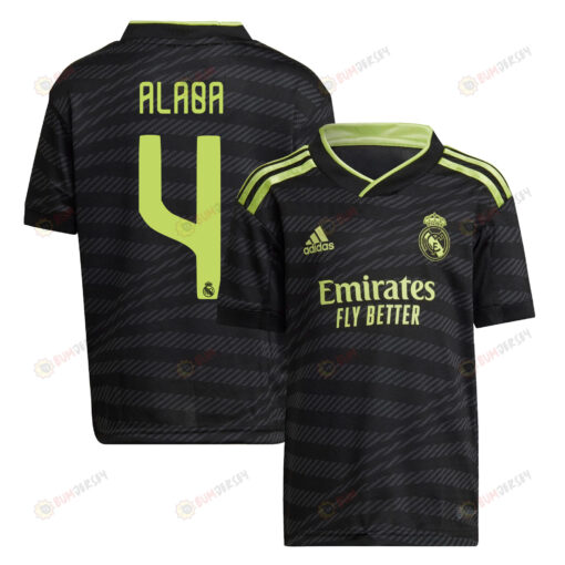 David Alaba 4 Real Madrid 2022/23 Third Youth Jersey - Black