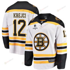 David Krejci 12 Boston Bruins Stanley Cup 2023 Playoffs Patch Away Breakaway Men Jersey - White