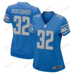 David Montgomery 32 Detroit Lions Game Women Jersey - Blue