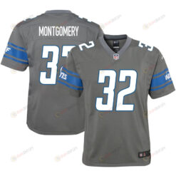 David Montgomery 32 Detroit Lions Game Youth Jersey - Silver