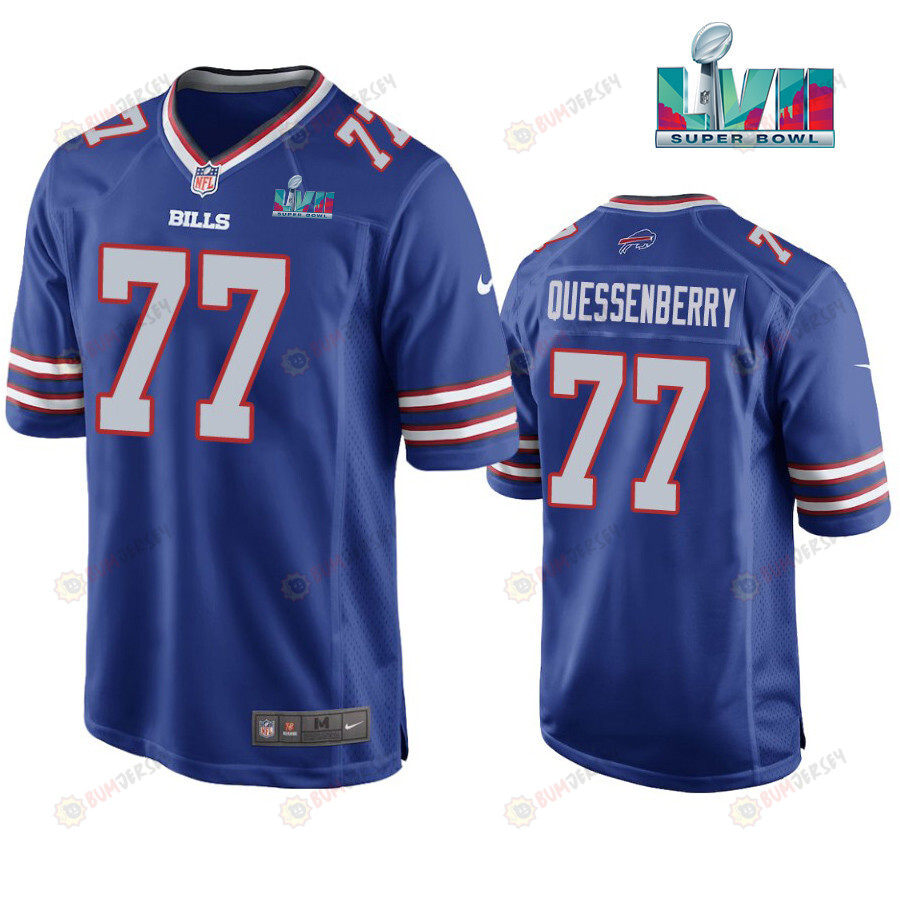 David Quessenberry 77 Buffalo Bills Super Bowl LVII Logo Game Player Men Jersey - Royal Jersey