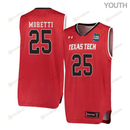 Davide Moretti 25 Texas Tech Red Raiders Basketball Youth Jersey - Red