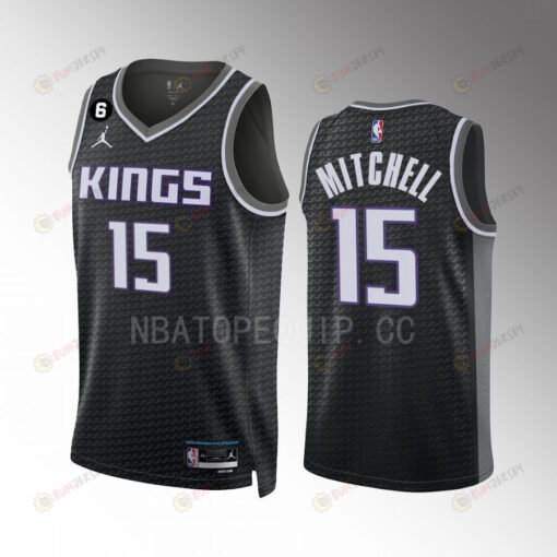 Davion Mitchell 15 Sacramento Kings Black Men Jersey 2022-23 Statement Edition Swingman