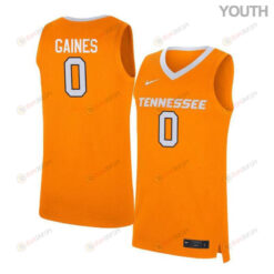 Davonte Gaines 0 Tennessee Volunteers Elite Basketball Youth Jersey - Orange