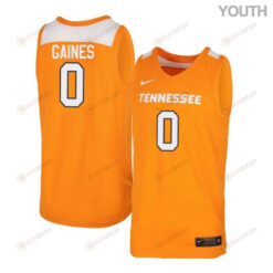 Davonte Gaines 0 Tennessee Volunteers Elite Basketball Youth Jersey - Orange White