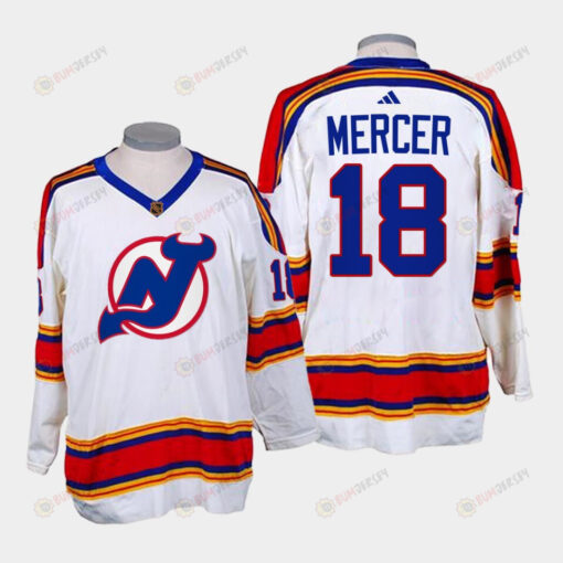 Dawson Mercer 18 New Jersey Devils 2022-23 Reverse Retro 2.0 White Jersey