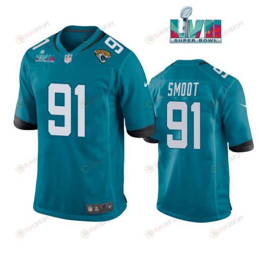 Dawuane Smoot 91 Jacksonville Jaguars Super Bowl LVII Super Bowl LVII Teal Men's Jersey