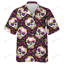 Day Of The Dead Sugar Skull Mexican With Floral Ornament Hawaiian Shirt