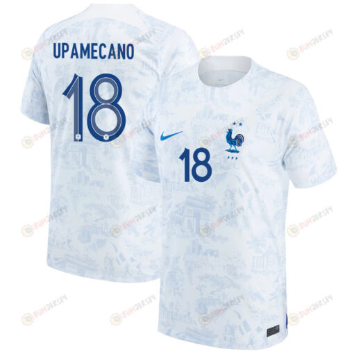 Dayot Upamecano 18 France National Team 2022-23 Away Men Jersey - White