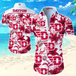 Dayton Flyers Curved Hawaiian Shirt On White Red Pattern