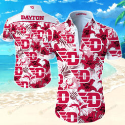 Dayton Flyers Floral Curved Hawaiian Shirt In Red White