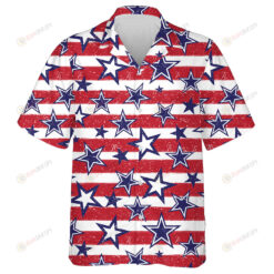 Dazzling USA Navy White Stars With Red Striped Pattern Hawaiian Shirt