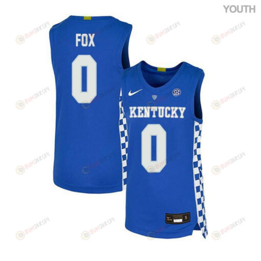 DeAaron Fox 0 Kentucky Wildcats Elite Basketball Youth Jersey - Royal Blue