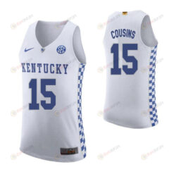 DeMarcus Cousins 15 Kentucky Wildcats Elite Basketball Road Men Jersey - White