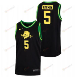 De'Vion Harmon 5 Black Oregon Ducks 2022 College Basketball Duck Face Jersey