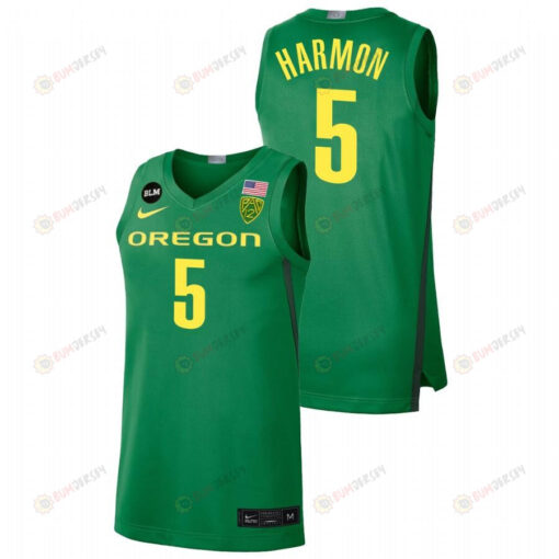 De'Vion Harmon 5 Oregon Ducks 2022 BLM Limited Men Jersey College Basketball Green