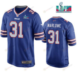 Dean Marlowe 31 Buffalo Bills Super Bowl LVII Logo Game Player Men Jersey - Royal Jersey