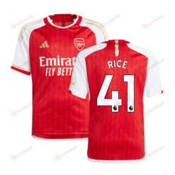 Declan Rice 41 Arsenal 2023-24 Home Jersey - Red