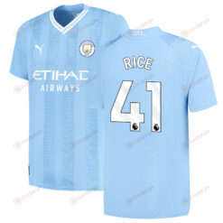 Declan Rice 41 Manchester City 2023/24 Home Jersey - Sky Blue