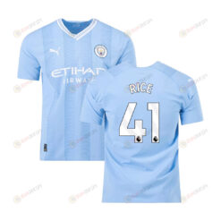 Declan Rice 41 Manchester City 2023/24 Home Jersey - Sky Blue