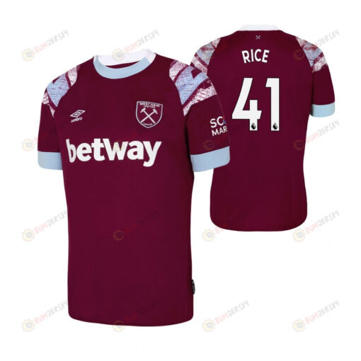 Declan Rice 41 West Ham United 2022-23 Home Men Jersey - Claret/Blue