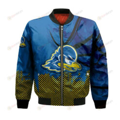 Delaware Blue Hens Bomber Jacket 3D Printed Basketball Net Grunge Pattern