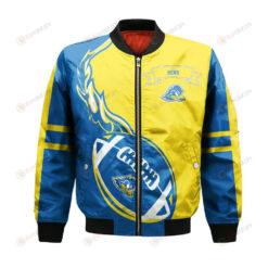 Delaware Blue Hens Bomber Jacket 3D Printed Flame Ball Pattern